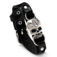 PU leder koord armbanden, met Ijzer & Zinc Alloy, gepolijst, mode sieraden & uniseks, zwart, 260x15mm, Verkocht door PC
