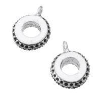 Tibetan Style Bail Beads, Donut, antique silver color plated, DIY, nickel, lead & cadmium free, 11x15x4mm, Hole:Approx 1.5mm, Sold By KG