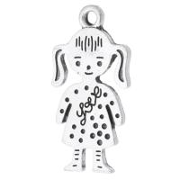 Tibetan Style Pendants, Girl, antique silver color plated, Unisex, nickel, lead & cadmium free, 14x27x1.50mm, Hole:Approx 2mm, Sold By KG