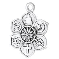 Tibetan Style Flower Pendants, antique silver color plated, Unisex, nickel, lead & cadmium free, 27.50x37x3mm, Hole:Approx 3mm, Sold By KG