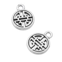 Zinc Alloy Hollow Pendants Flat Round antique silver color plated Unisex nickel lead & cadmium free Approx 1.5mm Sold By KG