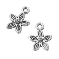 Tibetan Style Flower Pendants, antique silver color plated, Unisex, nickel, lead & cadmium free, 10x13.50x2mm, Hole:Approx 1mm, Sold By KG