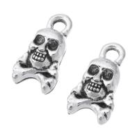 Tibetan Style Skull Pendants, antique silver color plated, Unisex & Halloween Jewelry Gift, nickel, lead & cadmium free, 7x13x5mm, Hole:Approx 2mm, Sold By KG