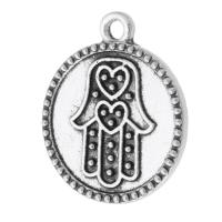 Zinc Alloy Hamsa Pendants Flat Round antique silver color plated Unisex nickel lead & cadmium free Approx 2mm Sold By KG