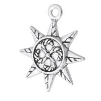Tibetan Style Pendants, Sun, antique silver color plated, Unisex, nickel, lead & cadmium free, 19x22.50x2.50mm, Hole:Approx 2mm, Sold By KG