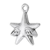 Zink Alloy Star Pendant, antik silver pläterad, Unisex, nickel, bly och kadmium gratis, 18x21.50x4mm, Hål:Ca 2mm, Säljs av KG