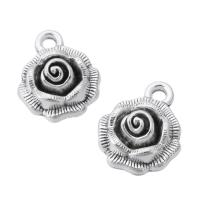 Tibetan Style Flower Pendants, Rose, antique silver color plated, Unisex, nickel, lead & cadmium free, 14x17x5mm, Hole:Approx 2mm, Sold By KG