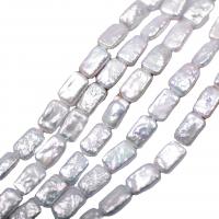 Cultured Baroque Freshwater Pearl Beads, Rectangle, different grades for choice & DIY, white, 8x13mm, Sold By Strand