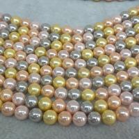 Peties perles de la mer du sud, Shell Pearl, Rond, Placage, DIY & normes différentes pour le choix, couleurs mélangées, protéger l'environnement, sans nickel, plomb et cadmium, Vendu par Environ 14.96 pouce brin