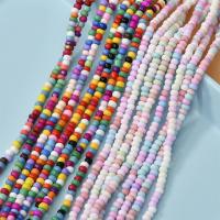 Kleursolide glazen Seed beads, Seedbead, DIY, multi-gekleurde, 4-5mm, Ca 130pC's/Strand, Per verkocht Ca 15.35 inch Strand