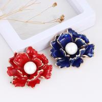 Tibetan Style Brooches, with Plastic Pearl, plated, fashion jewelry & for woman, more colors for choice, nickel, lead & cadmium free, 42x38mm, Sold By PC
