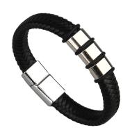 PU Leather Bracelet, with Tibetan Style, plated, fashion jewelry & for man, more colors for choice, 12mm, Length:22 cm, Sold By PC