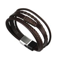 PU Leather Bracelet, plated, fashion jewelry & multilayer & for man, more colors for choice, Length:21 cm, Sold By PC