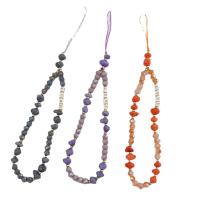 Mobile Phone Lanyard, Crystal, with Natural Stone, stoving varnish, for woman, more colors for choice, 175mm, Sold By PC