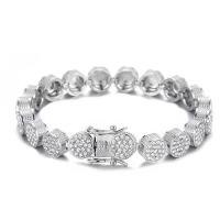 Zinc Alloy Bracelet plated fashion jewelry & Unisex & with rhinestone nickel lead & cadmium free 9.50mm Length 20 cm Sold By PC