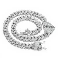 Zinklegierung Schmuck Halskette, Herz, plattiert, Modeschmuck & unterschiedliche Länge der Wahl & unisex & mit Strass, keine, frei von Nickel, Blei & Kadmium, 31x25mm, verkauft von PC