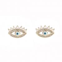 Cubic Zirconia Micro Pave Brass Earring Eye gold color plated micro pave cubic zirconia & for woman & enamel Sold By Pair