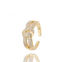 Cubic Zirconia Micro Pave Brass Ring, gold color plated, Adjustable & micro pave cubic zirconia & for woman, 22mm, Sold By PC