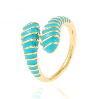 Brass Finger Ring gold color plated Adjustable & for woman & enamel 23mm Sold By PC
