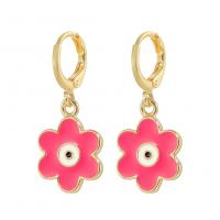Evil Eye Earrings Brass gold color plated & for woman & enamel 31mm Sold By Pair