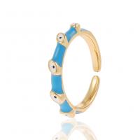 Evil Eye Jewelry Ring Finger, cobre, cromado de cor dourada, Ajustável & para mulher & esmalte, Mais cores pare escolha, 22mm, vendido por PC