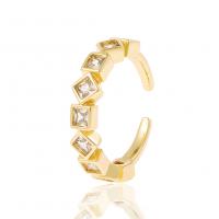 Cubi Circonia Micro Pave anello in ottone, placcato color oro, Regolabile & Micro spianare cubic zirconia & per la donna, nessuno, 21mm, Venduto da PC