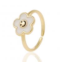 Brass Finger Ring, Flower, gold color plated, Adjustable & for woman & enamel, more colors for choice, 20mm, Sold By PC