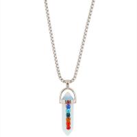 Stainless Steel Jewelry Necklace 201 Stainless Steel with turquoise & Crystal Unisex & with rhinestone Length Approx 27.5 Inch Sold By PC