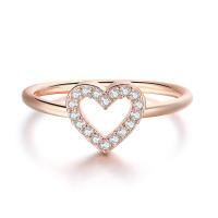 Cubic Zirconia Micro Pave Brass Ring, Heart, plated, different size for choice & micro pave cubic zirconia & for woman & hollow, more colors for choice, nickel, lead & cadmium free, 8x9mm, US Ring Size:5-10, Sold By PC