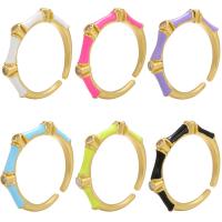 Kubisk Circonia Micro bane messing Ring, guldfarve belagt, Justerbar & Micro Pave cubic zirconia & for kvinde & emalje, flere farver til valg, 23x17mm, Solgt af par