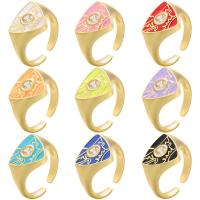 Cubic Zirconia Micro Pave Brass Ring, plated, micro pave cubic zirconia & for woman & enamel, more colors for choice, 21x13mm, Sold By Pair