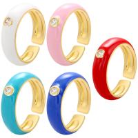 Cubic Zircon Brass prst prsten, Mosaz, barva pozlacený, Nastavitelný & micro vydláždit kubické zirkony & pro ženy & smalt, více barev na výběr, 20.50x6mm, Prodáno By PC