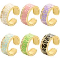 Kubisk Circonia Micro bane messing Ring, guldfarve belagt, Justerbar & Micro Pave cubic zirconia & for kvinde & emalje, flere farver til valg, Solgt af PC