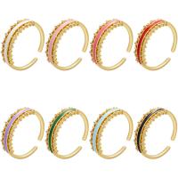 Кубический циркон микро проложить кольцо-латунь, Латунь, плакирован золотом, Регулируемый & инкрустированное микро кубического циркония & Женский & эмаль, Много цветов для выбора, 20x6.30mm, продается PC