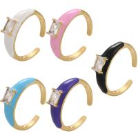 Cúbicos Circonia Micro Pave anillo de latón, metal, chapado en color dorado, micro arcilla de zirconia cúbica & para mujer & esmalte, más colores para la opción, 22x5.70mm, Vendido por UD