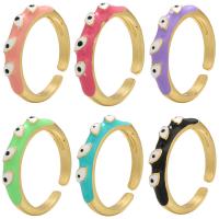 Brass Finger Ring gold color plated Adjustable & for woman & enamel 21mm Sold By PC