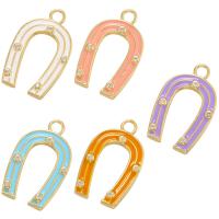 Cubic Zirconia Micro Pave Brass Pendant, Horseshoes, gold color plated, micro pave cubic zirconia & for woman & enamel, more colors for choice, 13x21mm, Hole:Approx 2.4mm, Sold By PC