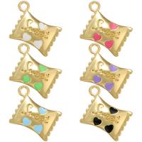 Cubic Zirconia Micro Pave Brass Pendant, Candy, gold color plated, for woman & enamel, more colors for choice, 16x13mm, Hole:Approx 2mm, Sold By PC