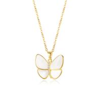 Cubic Zircon Micro Pave Brass Necklace with 304 Stainless Steel Chain with 2.36inch extender chain Butterfly Vacuum Ion Plating fashion jewelry & micro pave cubic zirconia & for woman nickel lead & cadmium free Length Approx 16.14 Inch Sold By PC