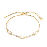 Stainless Steel Jewelry Bracelet 304 Stainless Steel Vacuum Ion Plating Adjustable & fashion jewelry & micro pave cubic zirconia & for woman golden Length Approx 8.66 Inch Sold By PC
