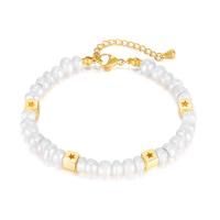 Freshwater Cultured Pearl Bracelet, 304 Stainless Steel, with Freshwater Pearl & Brass, with 1.57inch extender chain, fashion jewelry & for woman, Length:Approx 6.69 Inch, Sold By PC