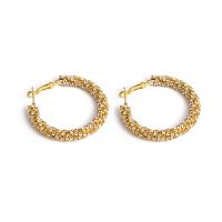 Laiton Anneau d'oreille, bijoux de mode & pavé de micro zircon & pour femme, doré, protéger l'environnement, sans nickel, plomb et cadmium, 44mm, Vendu par paire