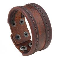 Cowhide Bracelet, with Iron, fashion jewelry & Unisex, more colors for choice, 235x35mm, Sold By PC