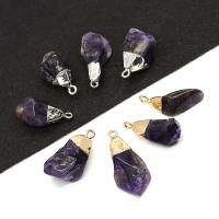 Amethyst Pendant with Brass irregular plated Unisex 10x20- Sold By PC