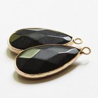 Gemstone Pendants Jewelry, with Brass, Teardrop, gold color plated, Unisex & faceted, more colors for choice, 17x34mm, Sold By PC