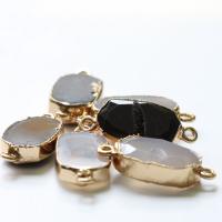 Agate Connector, with Brass, gold color plated, DIY & 1/1 loop, more colors for choice, 15x32mm, Sold By PC