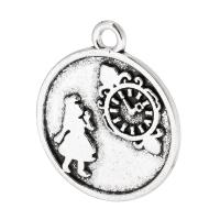Tibetan Style Pendants, Flat Round, antique silver color plated, Unisex, nickel, lead & cadmium free, 20x23x1mm, Hole:Approx 2mm, Sold By KG