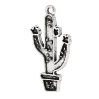 Tibetan Style Pendants, Opuntia Stricta, antique silver color plated, Unisex, nickel, lead & cadmium free, 15x29x2mm, Hole:Approx 1mm, Sold By KG