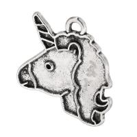 Tibetan Style Pendants, Unicorn, antique silver color plated, Unisex, nickel, lead & cadmium free, 19x24x1mm, Hole:Approx 2mm, Sold By KG