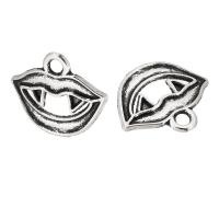 Tibetan Style Pendants, Lip, antique silver color plated, Unisex, nickel, lead & cadmium free, 13x11x1.50mm, Hole:Approx 2mm, Sold By KG